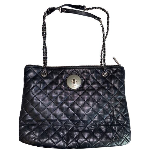 DKNY DONNA KARAN QUILTED LEATHER DOUBLE CHAIN purse bag - Picture 1 of 7